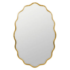 Oval Scalloped Metal Frame Wall Mirror - Gold