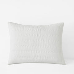 Premium Breathable Washed Linen Solid Quilted Sham - White, Standard