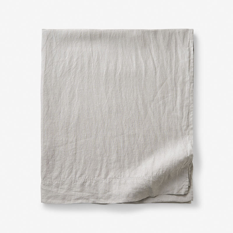 Premium Breathable Washed Linen Solid Flat Bed Sheet - Light Gray, Full