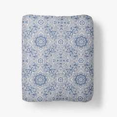 Floral Tapestry Premium Smooth Sateen Fitted Bed Sheet - Blue, Full