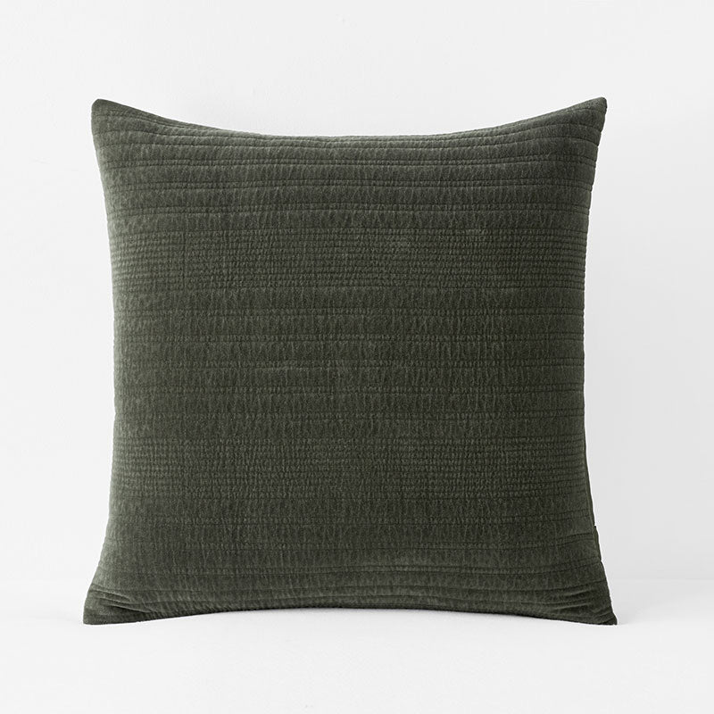 Line Stitch Velvet Quilted Sham - Olive, Euro