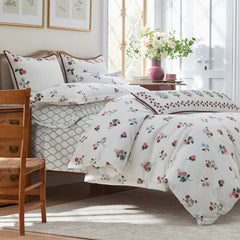 Ditsy Dahlia Classic Cool Cotton Percale Flat Bed Sheet - Cream Multi, Full