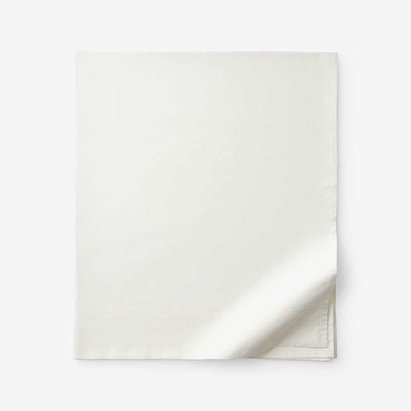 Premium Cool Supima® Cotton Percale Flat Bed Sheet - Cream, Deep Pocket Queen
