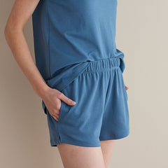 Pima Cotton Women's Shorts Set - Blue Denim, M