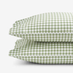 Gingham Classic Cool Organic Cotton Percale Pillowcase Set - Moss, Standard