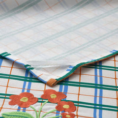 Floral Plaid Kitchen Towel Sets - Green, Set of 2