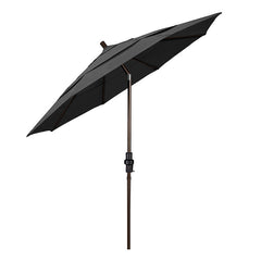 Round Outdoor Patio Umbrella, Fiberglass with Twist Tilt - Bronze Finish, Black, 11'