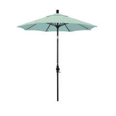 Round Outdoor Patio Umbrella, Fiberglass with Twist Tilt - Black Finish, Spectrum Mist, 7.5'