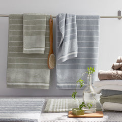 Plush Spa Stripe Bath Rug - Dark Seaspray, 21 in. x 34 in.