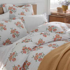 Blossoms and Stripes Classic Cool Cotton Percale Fitted Bed Sheet - Petal Charm, Twin