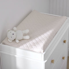 Ditsy Gingham Classic Cool Organic Cotton Percale Quilted Changing Pad Cover - Pink