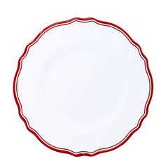 Maison Melamine Dinner Plates, Set of 4 - White/Red
