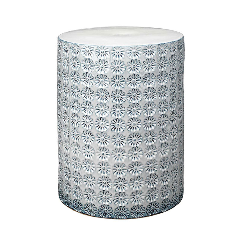 Ceramic Flower Side Table -  Light Blue
