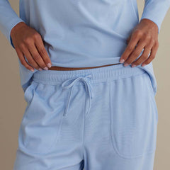 Pima Cotton Women's Jogger Pants Pajama Set - Periwinkle, XS