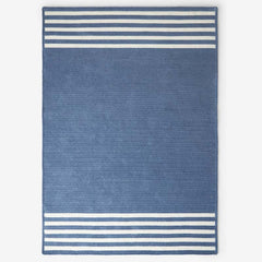 Chenille Border Stripe Handwoven Reversible Rug - Slate Blue, 8' x 10'