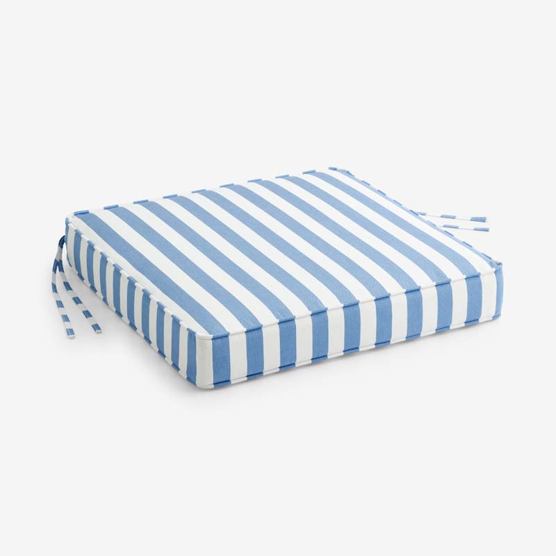 Replacement Boxed Edge Chair Cushion - Narrow Stripe Air Blue, 18 in. x 18 in.