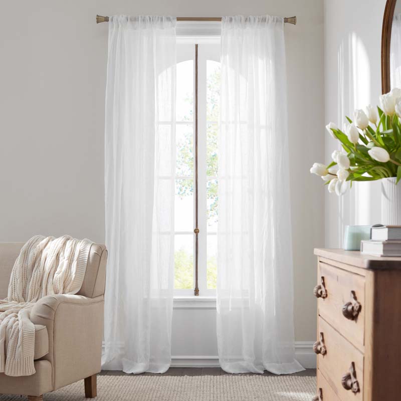 Sheer Window Curtain - White, 63 in.