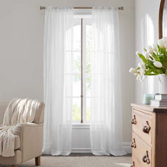 Sheer Window Curtain - White, 96 in.