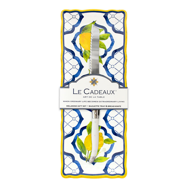 Palermo Melamine Baguette Tray with Laguiole Bread Knife
