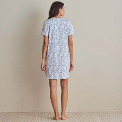 Printed Pima Cotton Women's Nightgown - Blue Garden, S