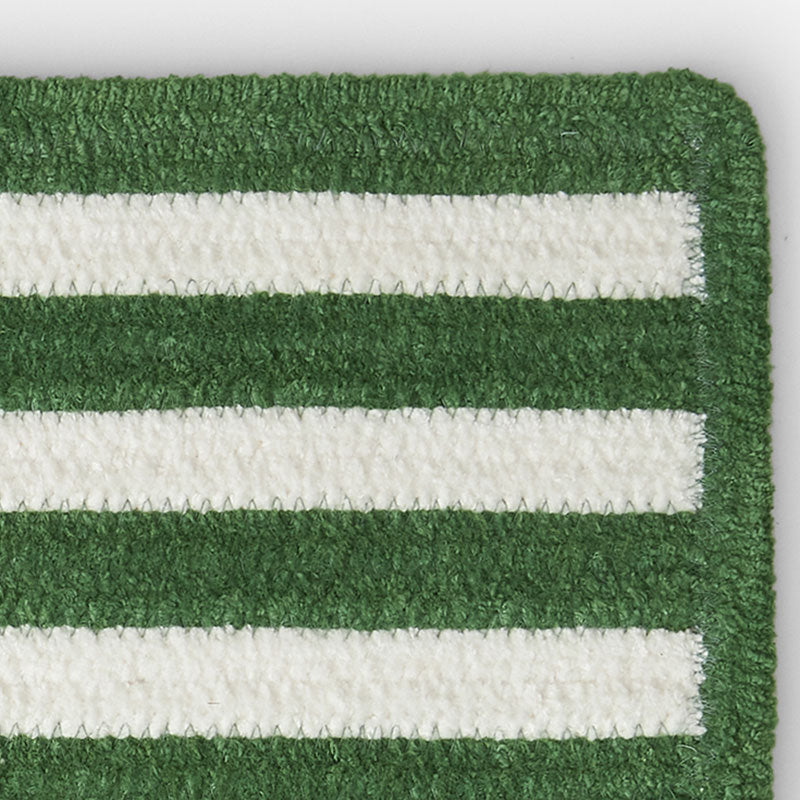 Chenille Border Stripe Handwoven Reversible Rug - Moss Green, Swatch