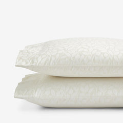 Jacquard Leaf Yarn-Dyed Premium Smooth Supima® Cotton Wrinkle-Free Sateen Pillowcase Set - Ivory, Standard