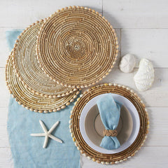 Pandan & Seashells Placemats Set of 4 - Natural, OS