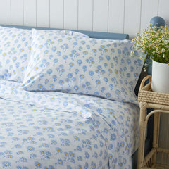 Isadora Classic Cool Cotton Percale Bed Sheet Set - Flower, Queen