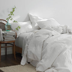 Premium Breathable Washed Linen Solid Sham - White, Standard