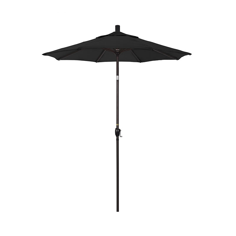 6' Round Outdoor Patio Umbrella, Aluminum with Push Button Tilt - Bronze Finish, Black
