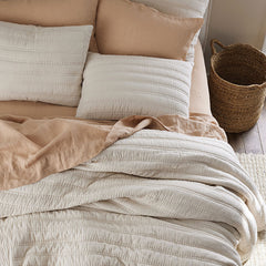 Premium Breathable Washed Linen Solid Quilted Sham - Linen, Standard