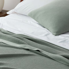 Classic All Season Breathable Cotton Knit Blanket - Green, King/Cal. King