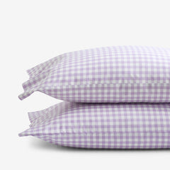 Gingham Classic Cool Organic Cotton Percale Pillowcase Set - Lilac, Standard