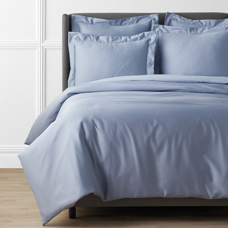 Premium Smooth Supima® Cotton Wrinkle-Free Sateen Duvet Cover - Blue Shadow, Full