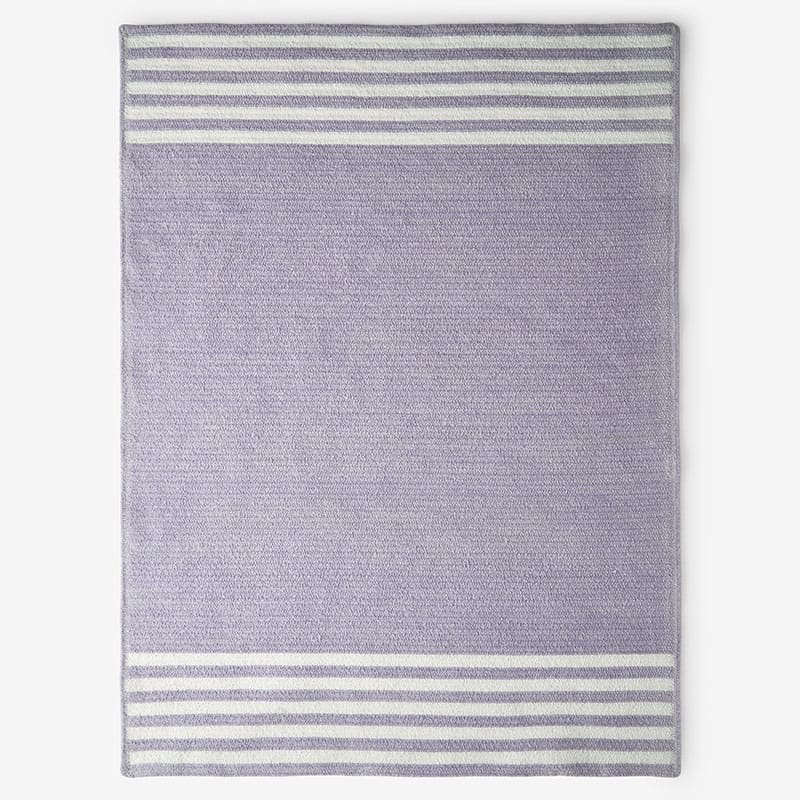 Chenille Border Stripe Handwoven Reversible Rug- Lilac, 8' x 10'