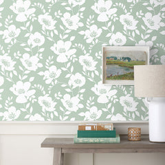 Ava Removable Wallpaper - Floral Willow Green, Swatch
