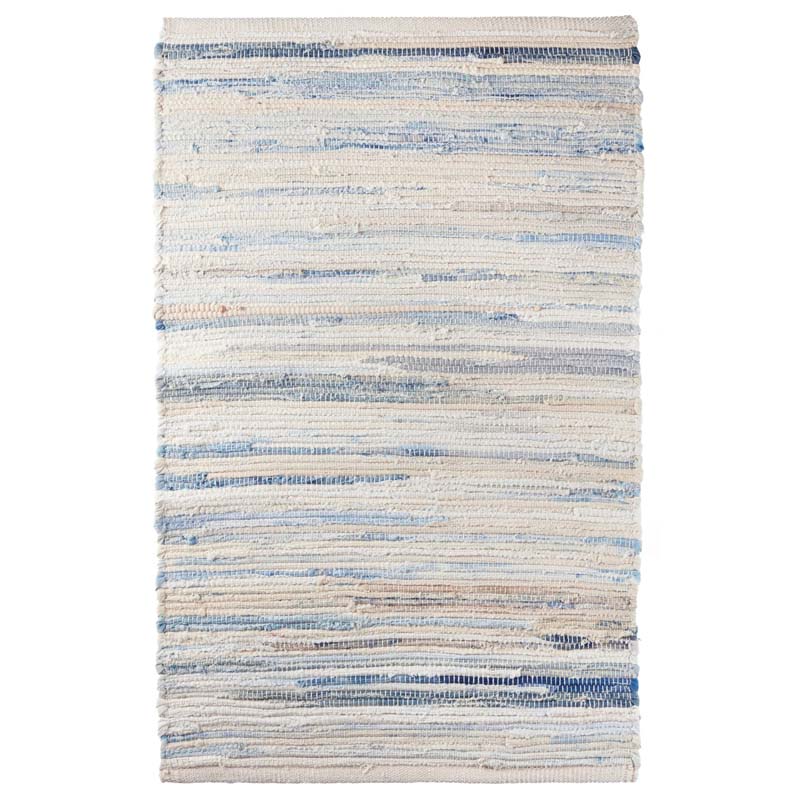 Denim Rag Handwoven Cotton Rug - Blue, 2' x 3'
