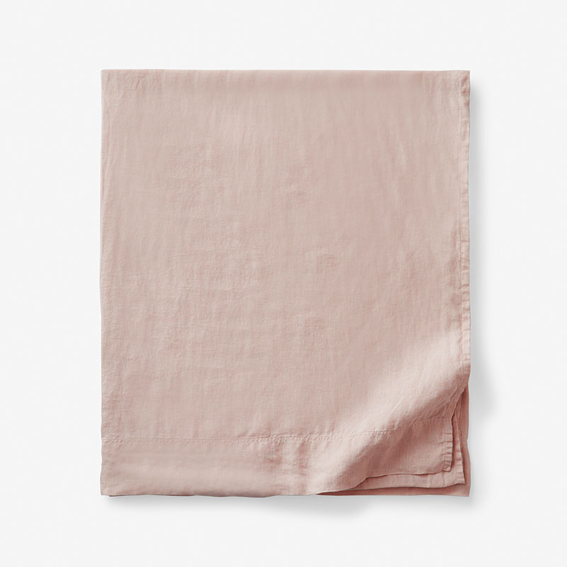 Premium Breathable Washed Linen Solid Flat Bed Sheet - Rose Smoke, Twin/Twin XL