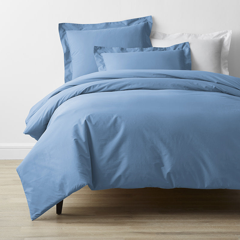 Classic Cool Cotton Percale Bed Duvet Cover - Porcelain Blue, Full