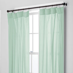 Chambray Voile Yarn-Dyed Ring Top Window Curtain - Lily Green