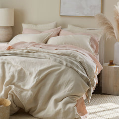 Premium Breathable Washed Linen Solid Pillowcase Set - Parchment, Standard