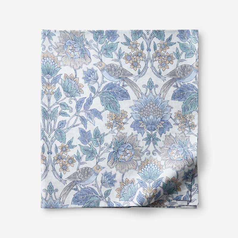 Garden Song Premium Smooth Sateen Flat Bed Sheet - Mint Green, King/Cal. King