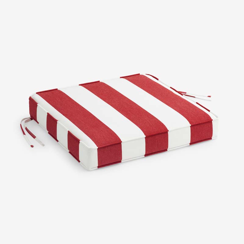 Replacement Boxed Edge Chair Cushion - Cabana Jockey Red, 18 in. x 18 in.