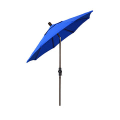 Round Outdoor Patio Umbrella, Fiberglass with Twist Tilt - Bronze Finish, Pacific Blue, 7.5'