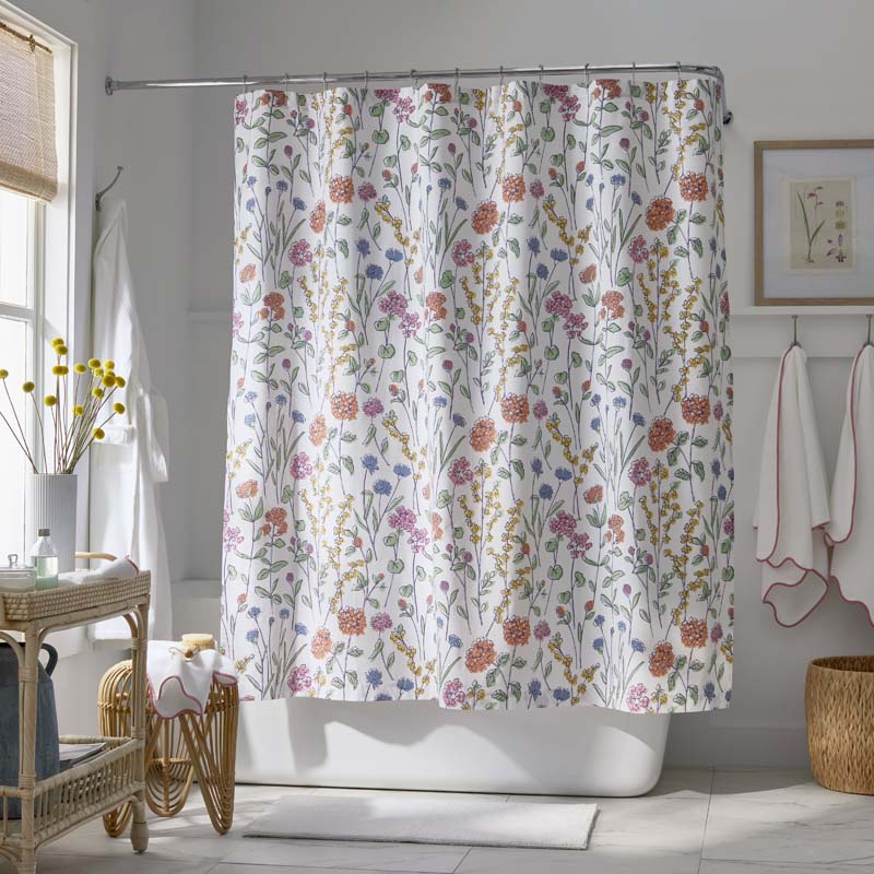 Garden Mirage Classic Cool Cotton Percale Shower Curtain - White Multi