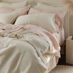 Premium Breathable Washed Linen Solid Flat Bed Sheet - Parchment, Twin/Twin XL