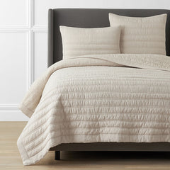 Premium Breathable Washed Linen Solid Quilt - Linen, Full/Queen