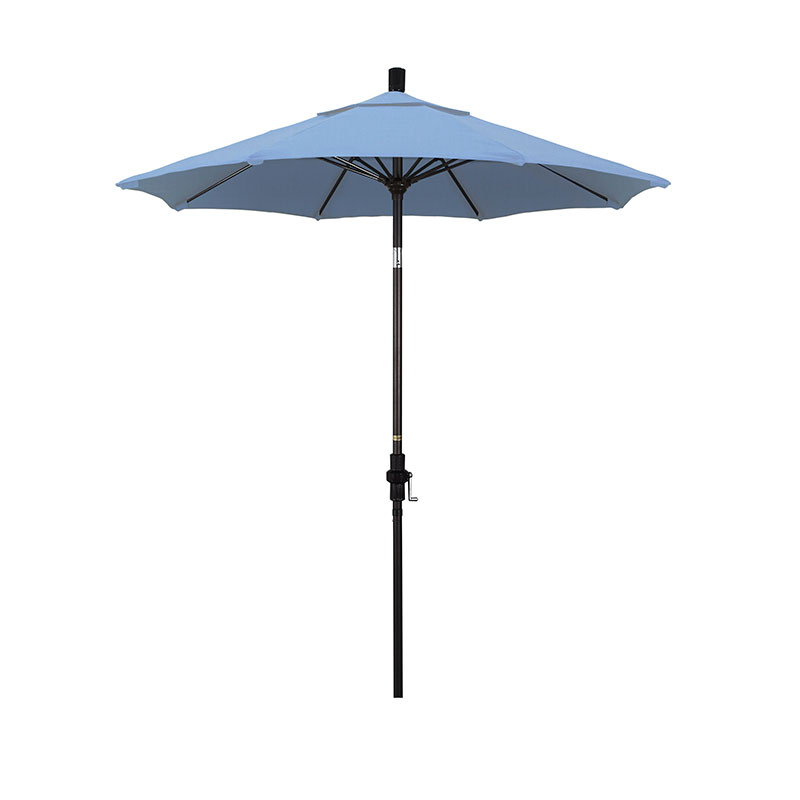 Round Outdoor Patio Umbrella, Fiberglass with Twist Tilt - Bronze Finish, Air Blue, 7.5'
