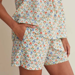 Printed Voile Women's Babydoll Shorts Set - Meadow Song, M