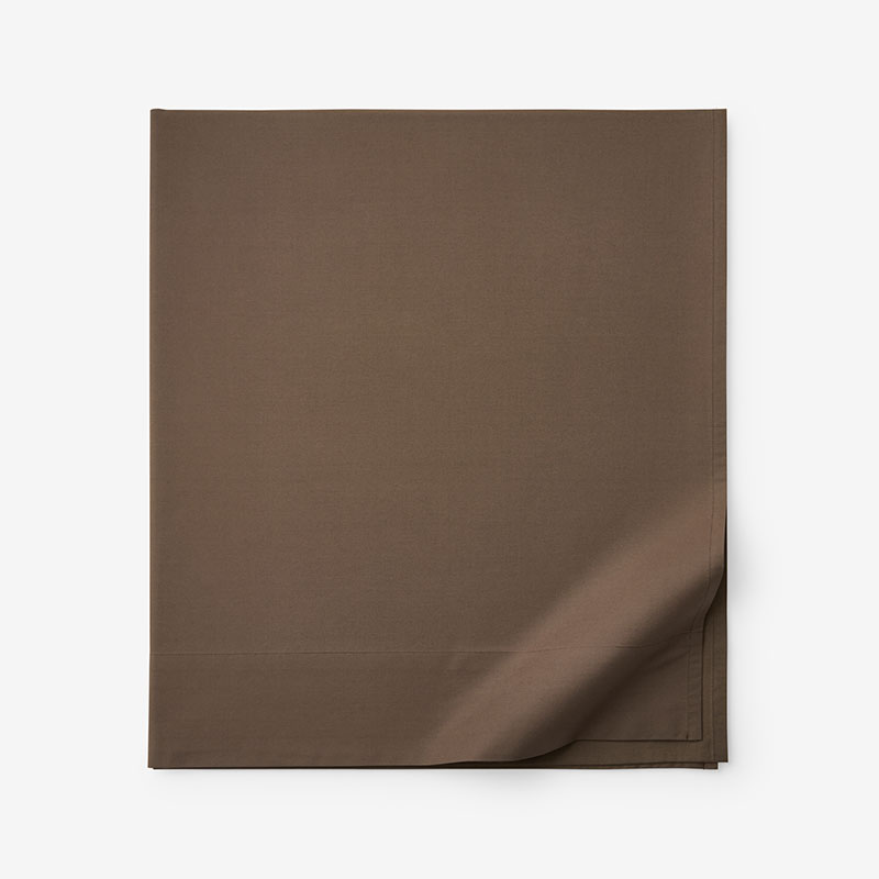 Classic Cool Cotton Percale Deep Pocket Flat Bed Sheet - Coffee, King